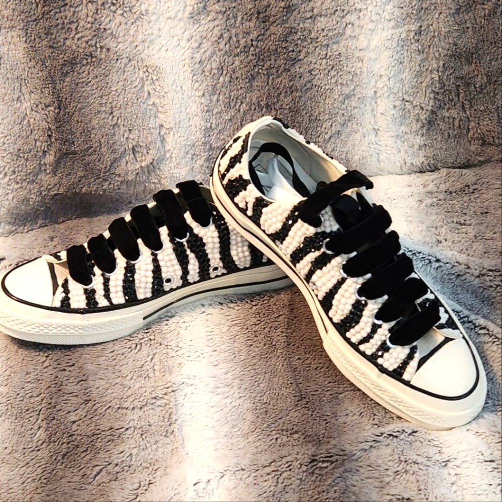 Custom Zebra Beaded Converse